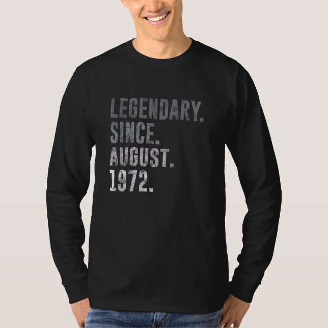 Camiseta Legendário desde agosto de 1972 50º aniversário da (Frente)