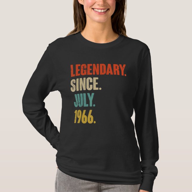 Camiseta Legendário desde julho de 1966 56 anos 56 anos (Frente)