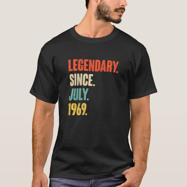 Camiseta Legendário desde julho de 1969 53 anos 53 anos (Frente)