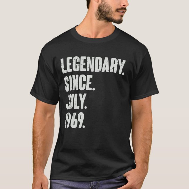 Camiseta Legendário desde julho de 1969 53 anos 53 anos (Frente)