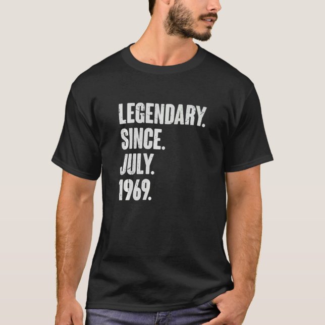 Camiseta Legendário desde julho de 1969 53 anos 53 anos (Frente)