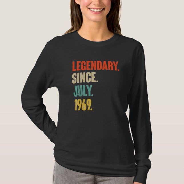 Camiseta Legendário desde julho de 1969 53 anos 53 anos (Frente)