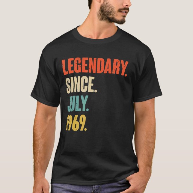 Camiseta Legendário desde julho de 1969 53 anos 53 anos (Frente)
