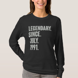Camiseta Legendário desde julho de 1991 31 anos 31 anos