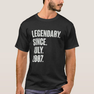 Camiseta Legendário Desde julho de 2007 Nascimento de 15 de