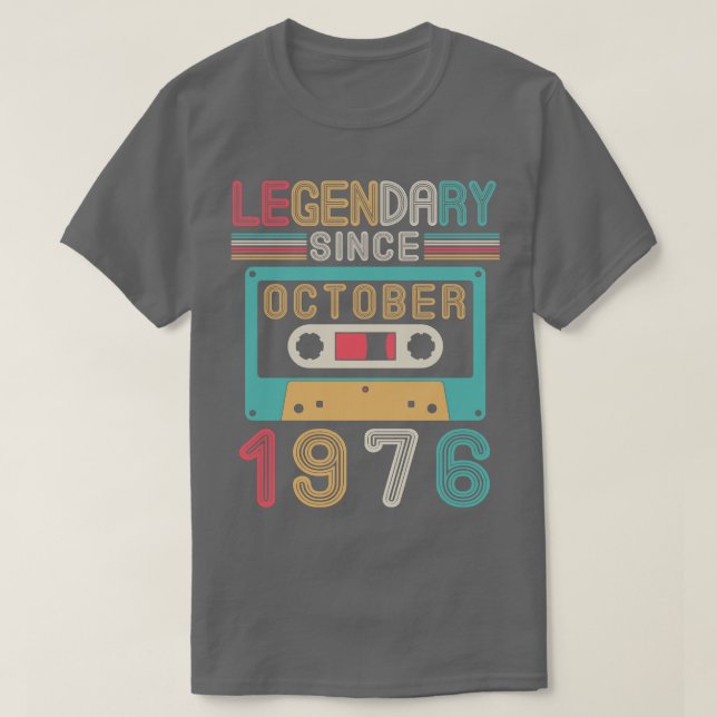 Camiseta Legendário Desde Outubro De 1976 Feliz Aniversário (Frente do Design)