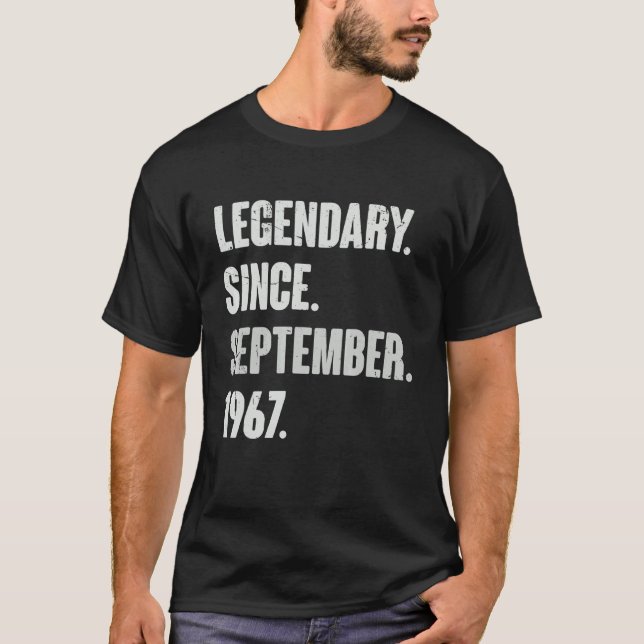 Camiseta Legendário desde setembro de 1967 55 anos 55 anos  (Frente)