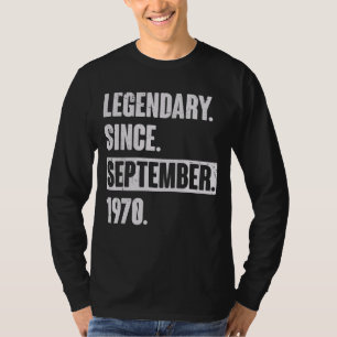 Camiseta Legendário Desde Setembro De 1970 52 Anos 52 Anos