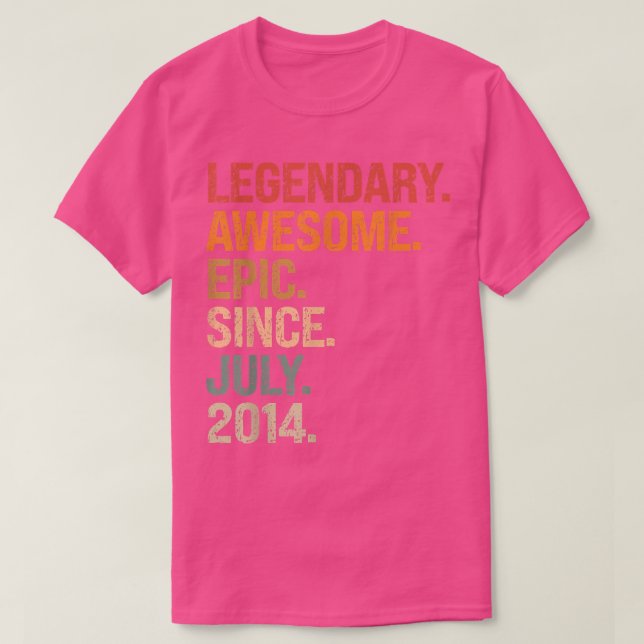 Camiseta Legendário Epic Incrível Desde julho de 2014 8º An (Frente do Design)