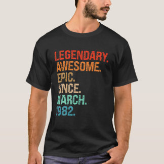 Camiseta Legendário Epic Incrível Desde Março De 1982 40º N