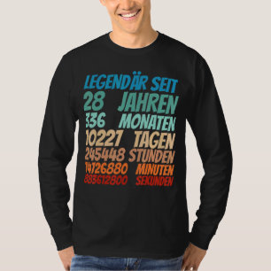 Camiseta Legendário Para 28 Anos 28 Homens do Aniversário