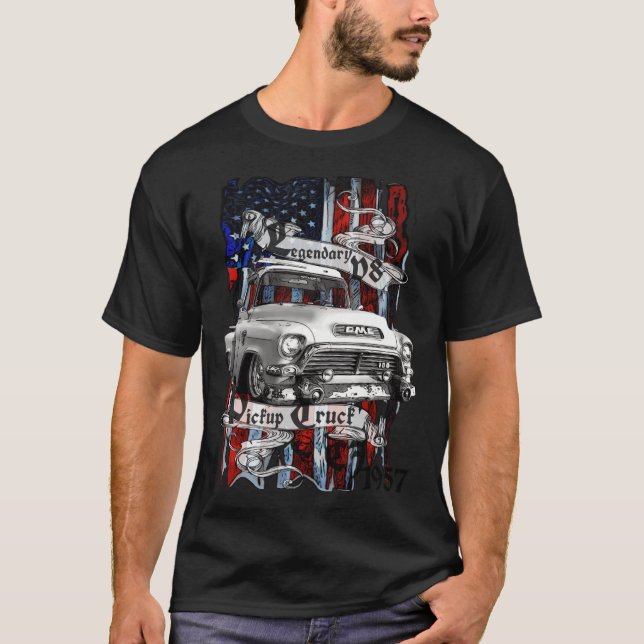Camiseta Legendário V8 Pickup Truck CJ 1957 (Frente)