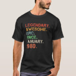 Camiseta Legendary Awesome Epic Since January 1980 Retro Bi<br><div class="desc">Fun Idea for Women and Men Legendary Awesome Epic Since January 1980 Retro Birthday Birthday,  Christmas,  Thanksgiving,  Mother's Day,  Father's Day,  Anniversary Decoration.</div>