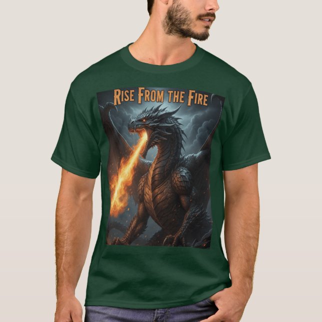 Camiseta Legendary Fire Dragon – Rise & Strength Motivation (Frente)