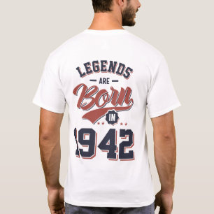 Camiseta Legendas são Nasceres em 1942 Aniversário Presen