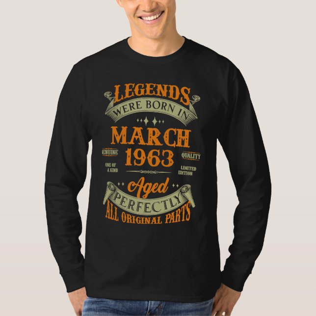 Camiseta Legends Were Born In March 1963 (Frente)