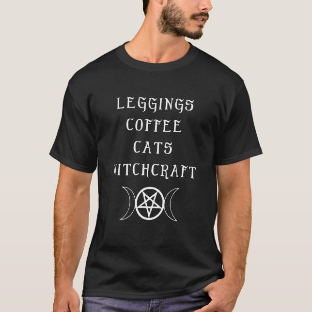 Camiseta Leggings Coffee Cats Witchcraft Pentagram (Frente)