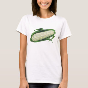 Camiseta Legumes de alimentos vintage Milho branco na espig
