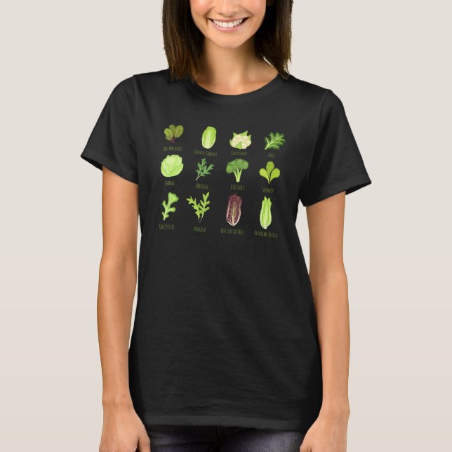 Camiseta Legumes Verdes Fofos Salada Saudável Comida Amor V (Frente)