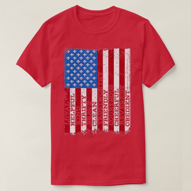 Camiseta Lei de escoteiros Patriótica Escutando Sobre o Gar (Frente do Design)