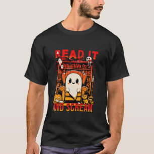 Camiseta Leia e Gritar Fantasma Engraçado Livro Nook A