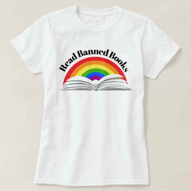 Camiseta Leia Livros Banidos Arco-Íris (Frente do Design)