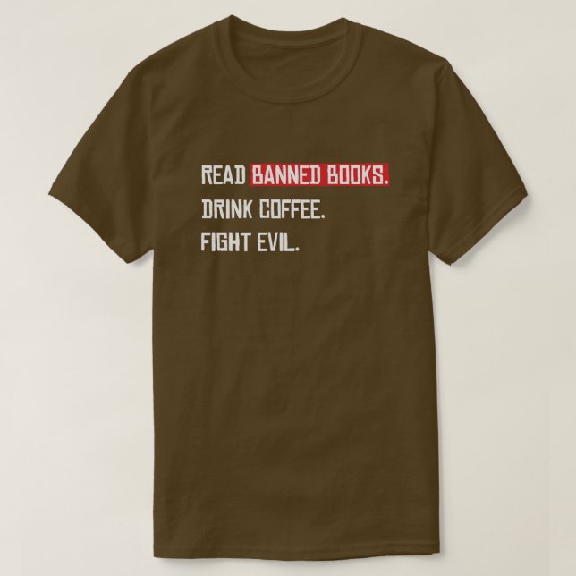 Camiseta Leia Livros Banidos Bebem Café Mau (Frente do Design)