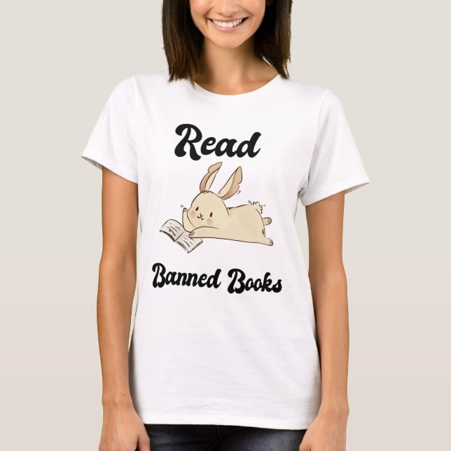 Camiseta Leia Livros Banidos Coelho Adorável (Frente)
