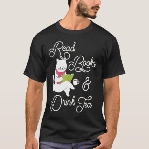 Camiseta Leia Livros Beba Gatinho De Chá Gato Leitura De Mu