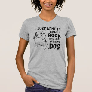 Camiseta Leia Livros Brincando Com Cão Engraçado Lendo Prof