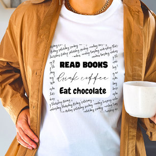 Camiseta Leia livros para beber café comer design de chocol