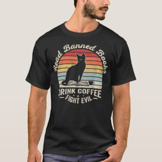 Camiseta Leia Livros Proibidos Beba Café Lute Contra Gato M