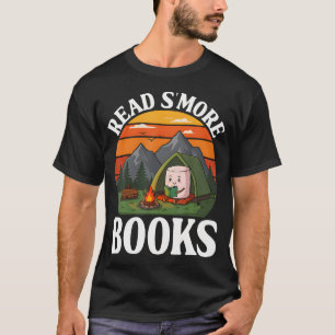 Camiseta Leia Mais Livros Acampando ao Ar Livre Fogueira de