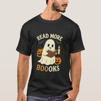Camiseta Leia Mais Livros Fantasma Fofo Design de Halloween