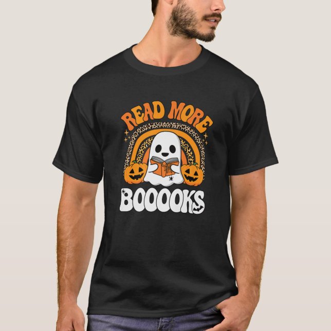 Camiseta Leia Mais Livros Livros Fantasma Pumpkin Docente (Frente)