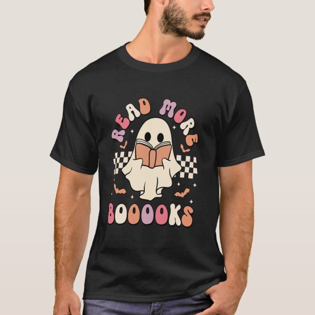 Camiseta Leia Mais Livros Professora Estudante Spooky Ghost (Frente)