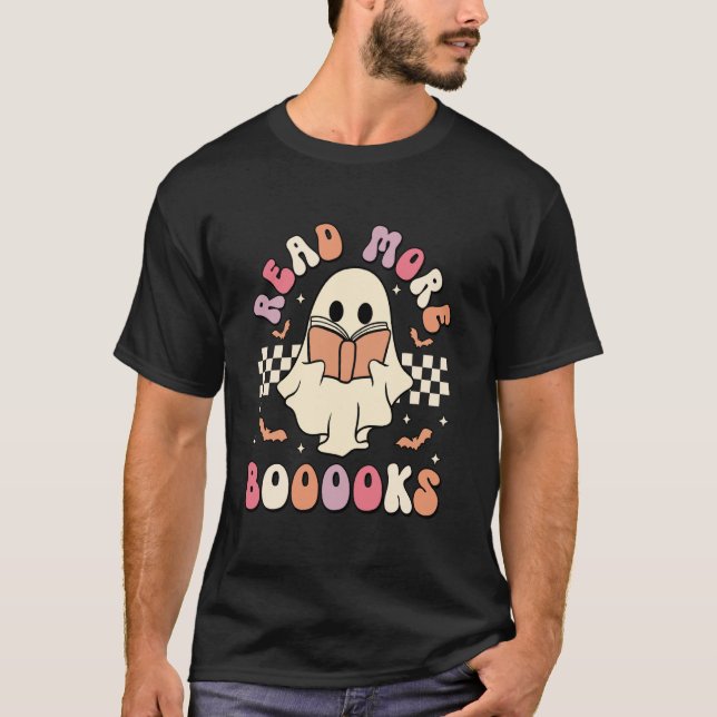 Camiseta Leia Mais Livros Professora Estudante Spooky Ghost (Frente)