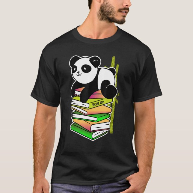 Camiseta leia-me panda ensinando a ler bambu (Frente)