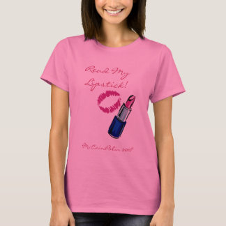 Camiseta Leia meu batom! Capa longa T de McCain Palin 2008