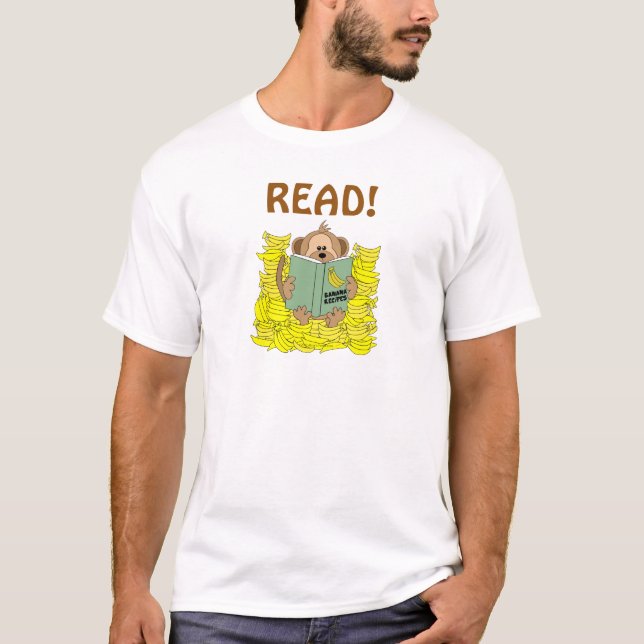 Camiseta Leia o macaco e a banana engraçados dos desenhos (Frente)