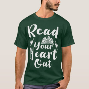 Camiseta Leia seu livro "Heart out Book Lover Engraçado Cot