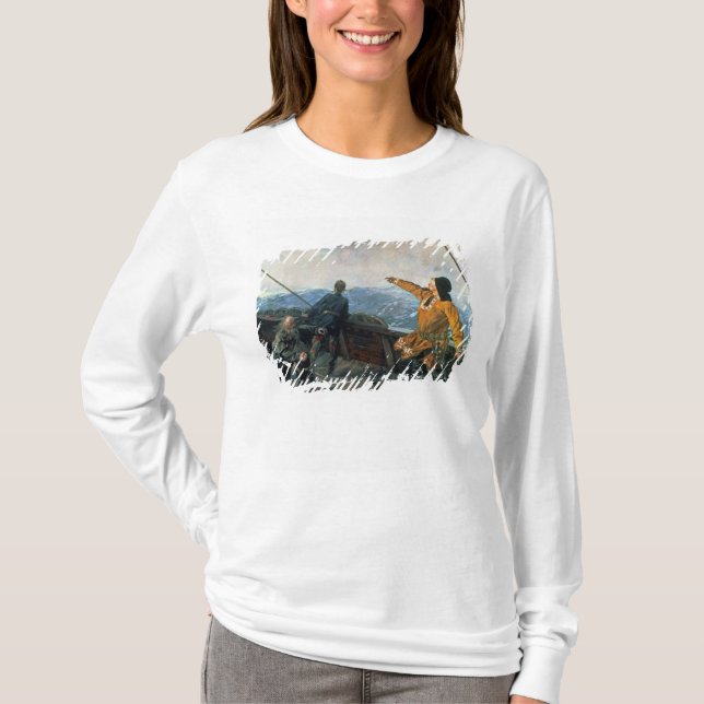 Camiseta Leif Eriksson observa a terra em América, 1893 (Frente)