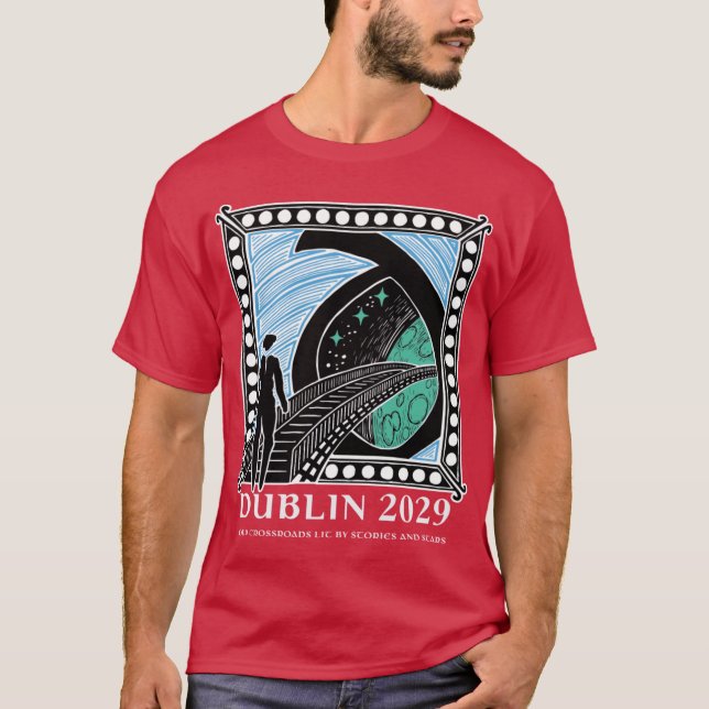 Camiseta Leilão Dublin2029 com escrita retro branco (Frente)