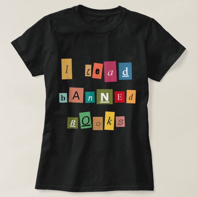 Camiseta Leio Livros Banidos - Engraçado Leitor T-Shirt (Frente do Design)