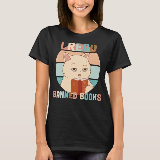 Camiseta Leio Livros Banidos Tshirt Black Cat Reader Bookww (Frente)