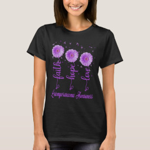Camiseta leiomiosarcoma fé esperança amor flor de margari
