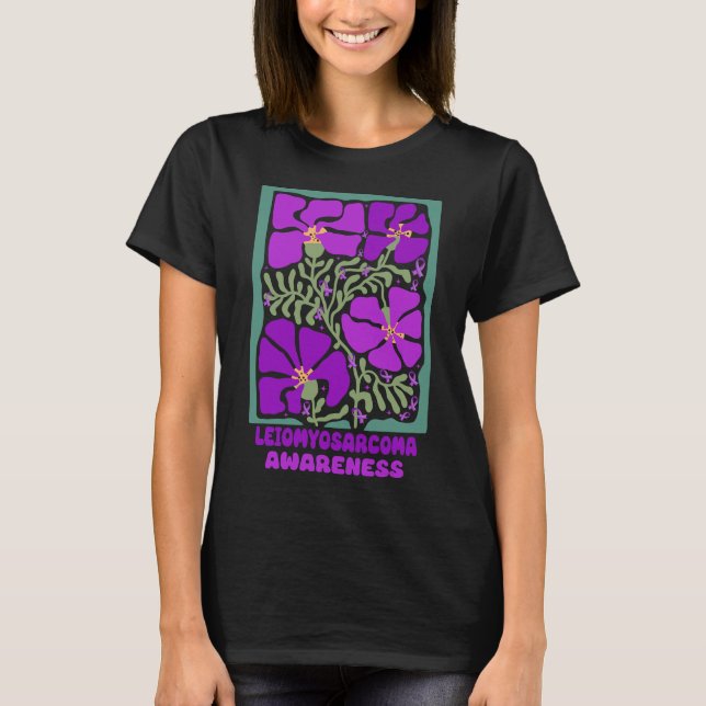 Camiseta Leiomiosarcoma Sensibilização Boho Flor Roxo (Frente)