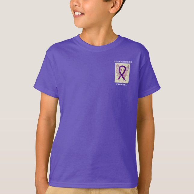 Camiseta Leiomyosarcoma Sensibilização Ribbon Angel Custom  (Frente)