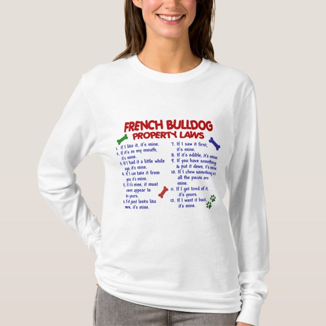 Camiseta Leis 2 da propriedade do BULDOGUE FRANCÊS (Frente)