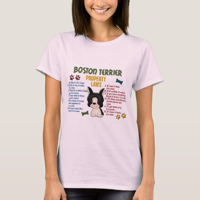 Camiseta Leis de Propriedades de Boston Terrier 4 (Frente)